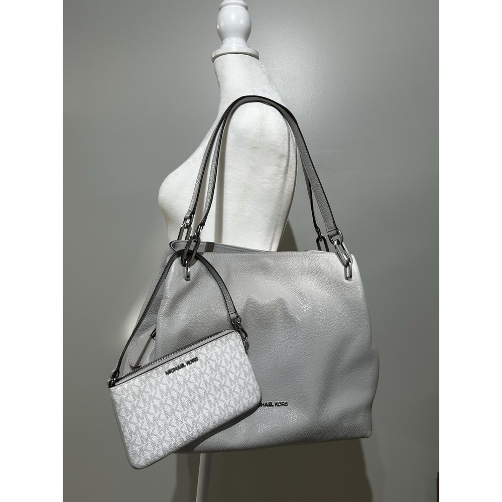 Michael Kors Raven Large Pebbled Leather Shoulder Tote Bag & Wallet Set